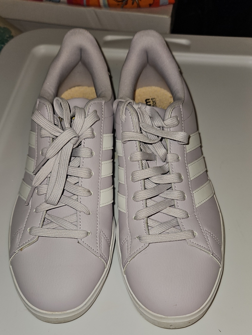 adidas Women’s Light Lavender Classic Three-Stripe Sneakers